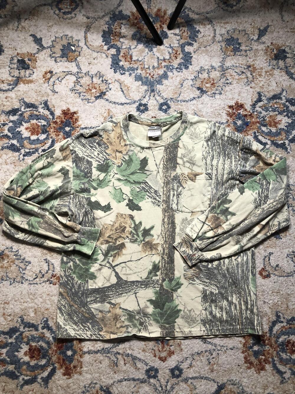 Jerzees Outdoors Shirt Mens Large Camo Long Sleeve Hunting Pocket Crewneck